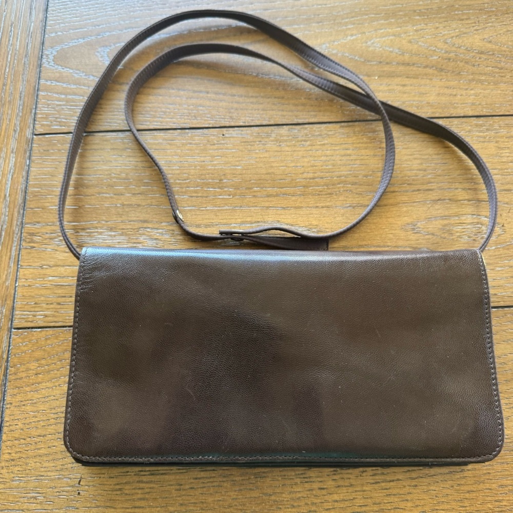 HOBO International convertible cross body/wristlet dark brown leather purse